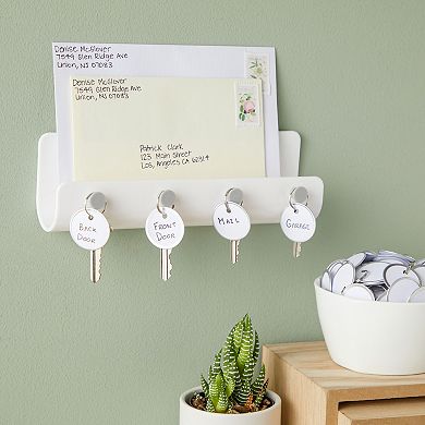 100-pack 1.2 Inch Blank Paper Key Label Tags With Metal Rimmed Rings, White