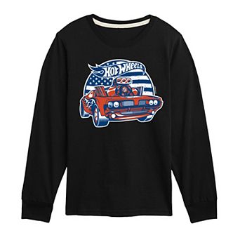 Boys 8-20 Hot Wheels Flag Hot Rod Long Sleeve Graphic Tee