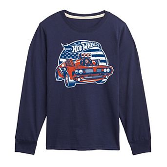 Boys 8-20 Hot Wheels Flag Hot Rod Long Sleeve Graphic Tee