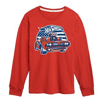 Boys 8-20 Hot Wheels Flag Hot Rod Long Sleeve Graphic Tee