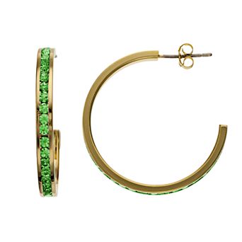 Traditions Jewelry Company 18k Gold Over Silver Crystal Birthstone Hoop Earrings