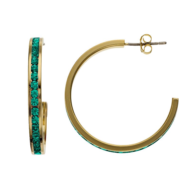 Traditions Jewelry Company 18k Gold Over Silver Crystal Birthstone Hoop Earrings, Women's, December
