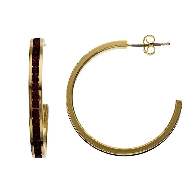 Traditions Jewelry Company 18k Gold Over Silver Crystal Birthstone Hoop Earrings, Women's, January