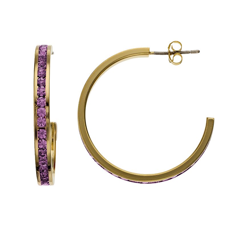 Traditions Jewelry Company 18k Gold Over Silver Crystal Birthstone Hoop Earrings, Women's, June