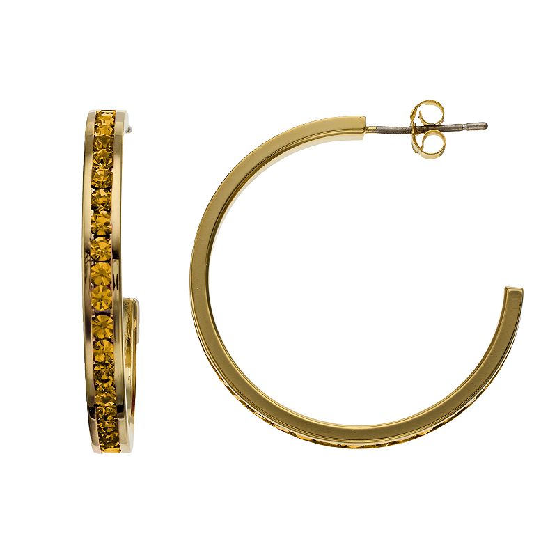 Traditions Jewelry Company 18k Gold Over Silver Crystal Birthstone Hoop Earrings, Women's, November