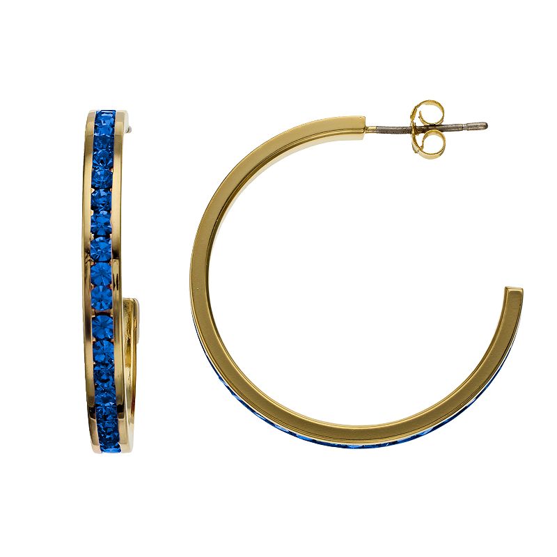 Traditions Jewelry Company 18k Gold Over Silver Crystal Birthstone Hoop Earrings, Women's, September
