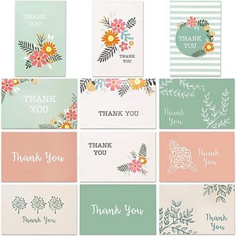 96-pack Floral Design Thank You Note Cards Bulk Box Set With Envelope Included