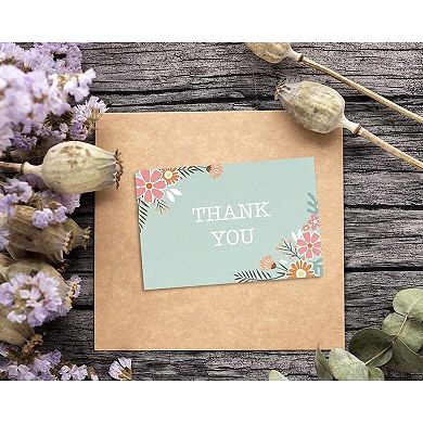 96-pack Floral Design Thank You Note Cards Bulk Box Set With Envelope Included