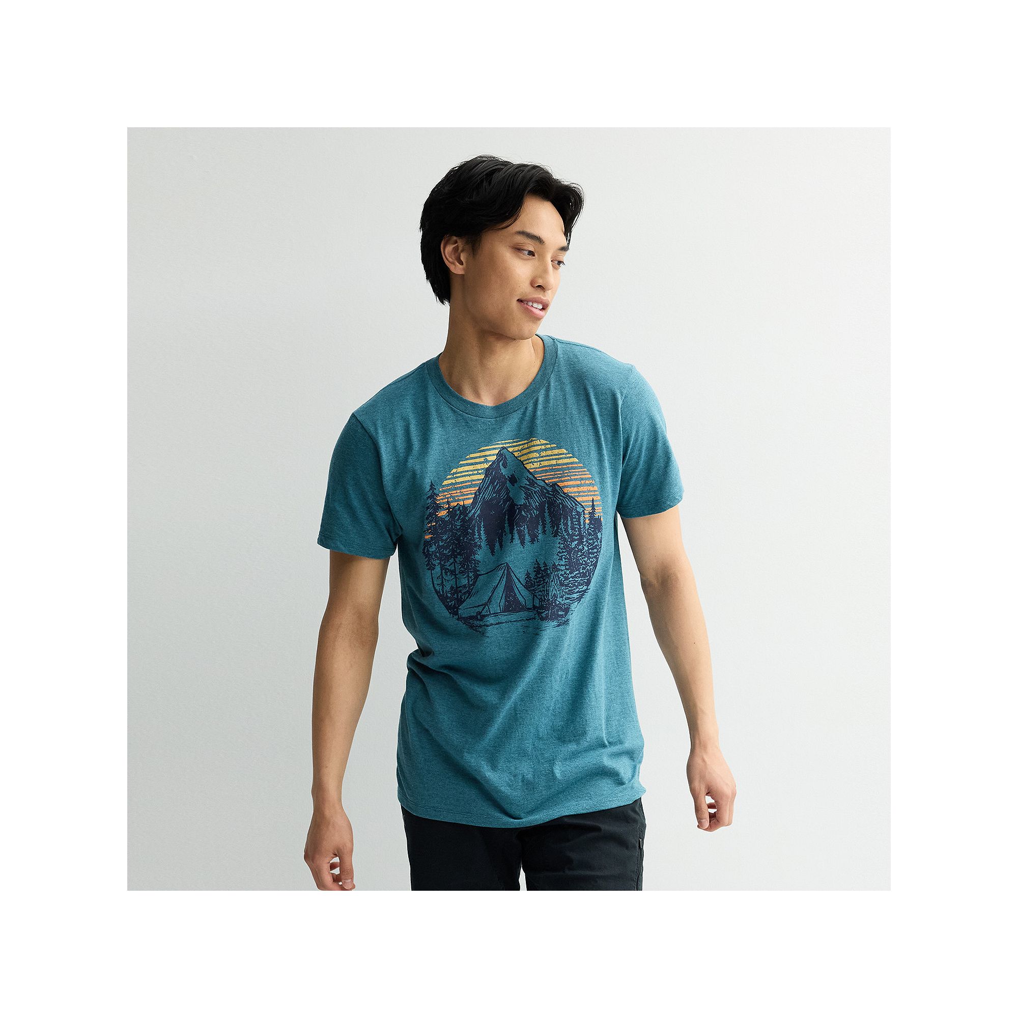 Mens Mountain Base Camp Graphic Tee, Size: Small, Dark Blue
