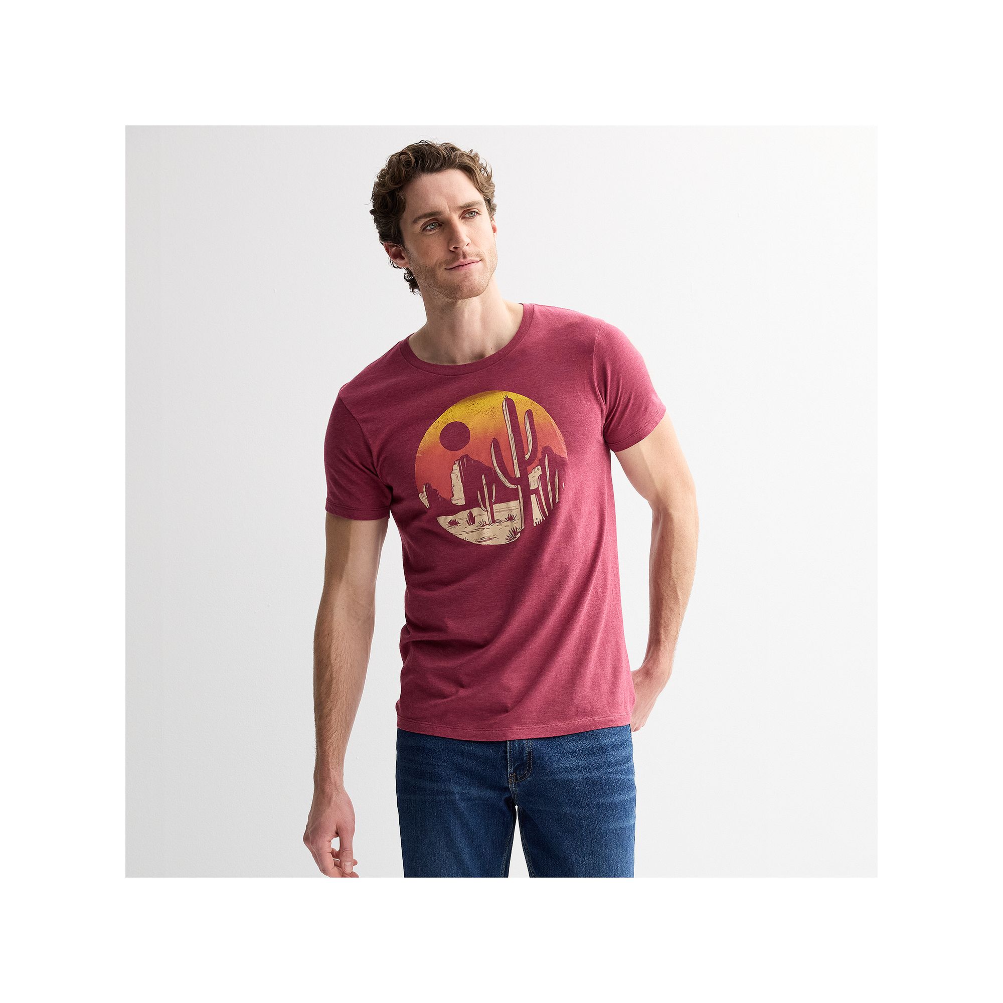 Mens Desert Dunes Graphic Tee, Size: Small, Red
