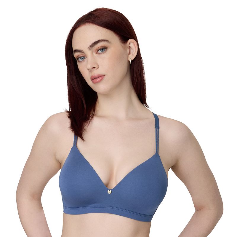 Maidenform Everyday Luxe Wireless T-Shirt Bra with Convertible Straps DM2402, Women's, Size: 40 B, Dungaree Blue