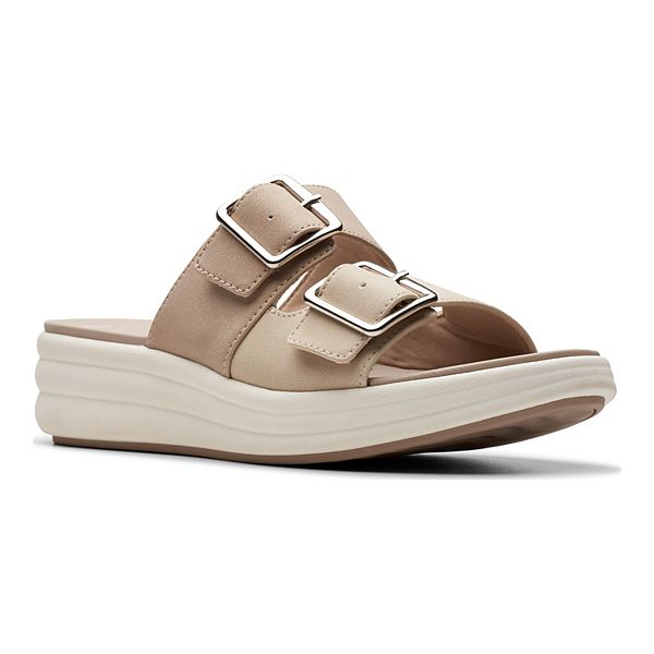 Clarks® Cloudsteppers Drift Buckle Women's Slide Sandals - Sand Combi (9.5)