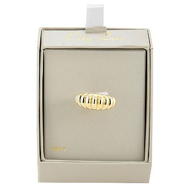 City Luxe Gold Tone Textured Tapered Ring