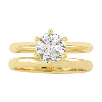 City Luxe Gold Tone Cubic Zirconia Duo Wedding Ring Set