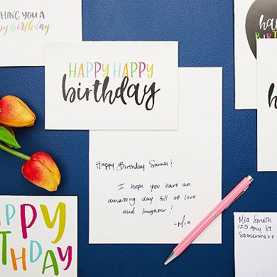 48 Pack Happy Birthday Blank Bulk Birthday Cards With Envelopes, 6 Designs, 4x6"