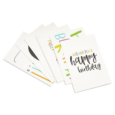 48 Pack Happy Birthday Blank Bulk Birthday Cards With Envelopes, 6 Designs, 4x6"