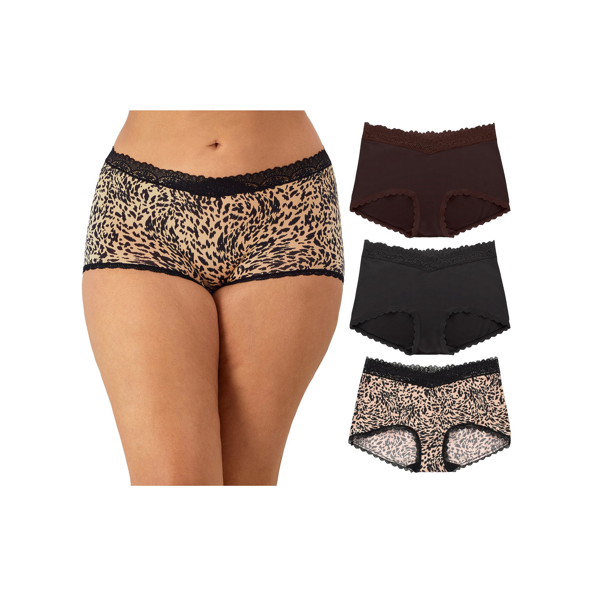 Maidenform 3-Pack Everyday Luxe Boyshort Underwear DM3TBS, Womens, Size: M