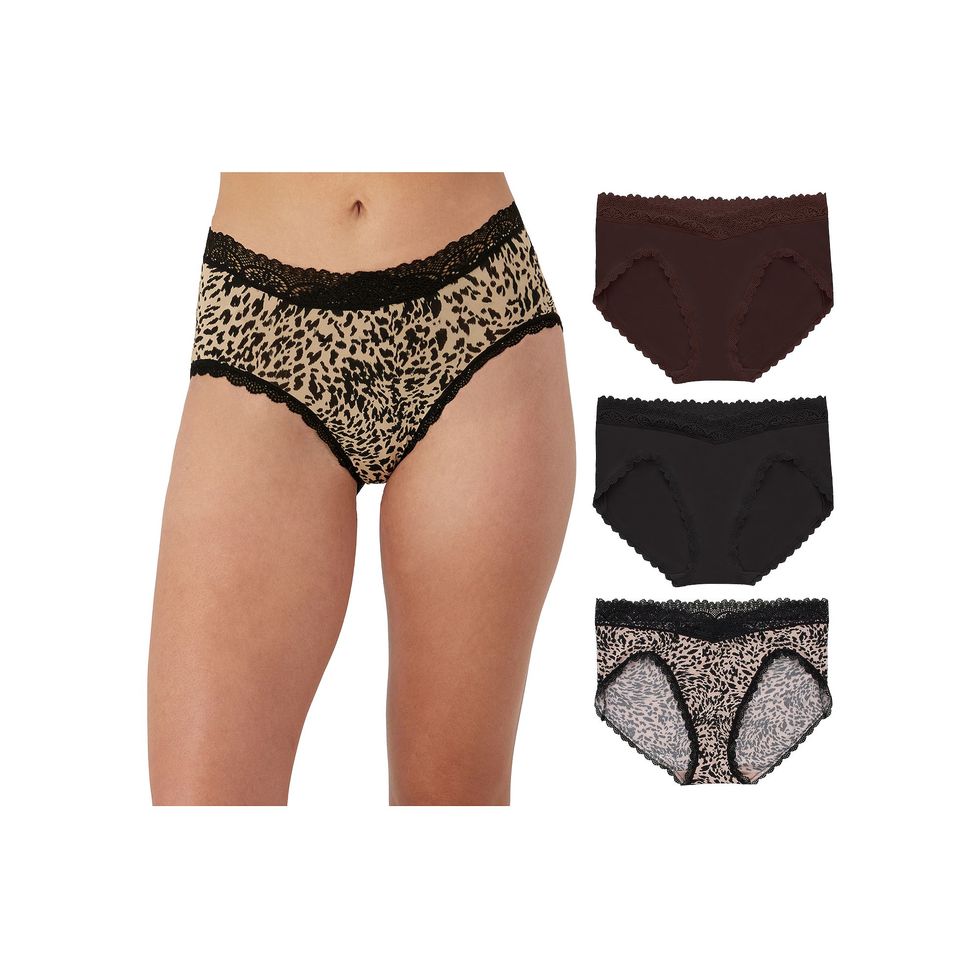 Maidenform 3-Pack Everyday Luxe Bikini Underwear DM3TBK, Womens, Size: Sma