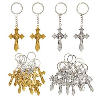 24 Pack Christian Cross Key Chain For Communion, Easter, Funeral Favors, 3.6 In