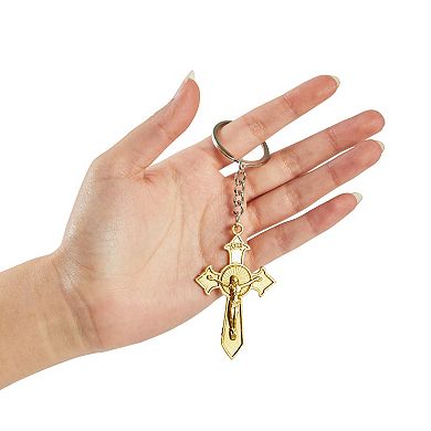 24 Pack Christian Cross Key Chain For Communion, Easter, Funeral Favors, 3.6 In