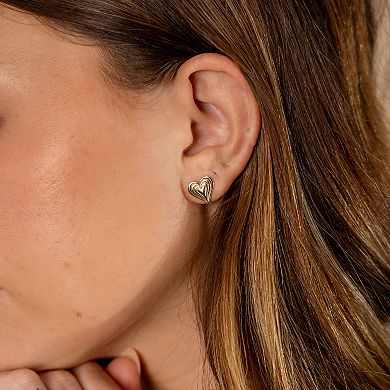MC Collective Textured Heart Stud Earrings