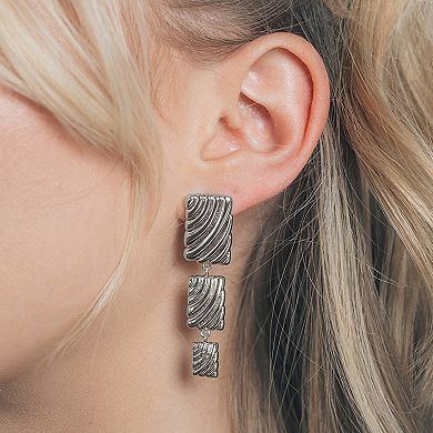 MC Collective Textured Square Linear Drop Earrings