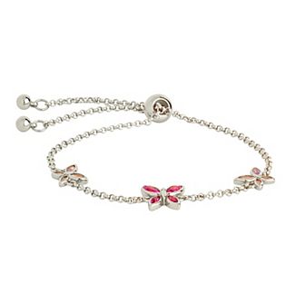 MC Collective Pink Cubic Zirconia Butterfly Station Adjustable Bracelet