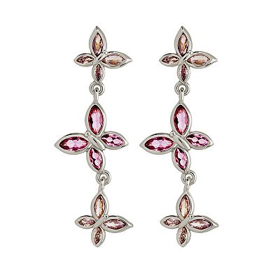 MC Collective Pink Cubic Zirconia Butterfly Linear Drop Earrings