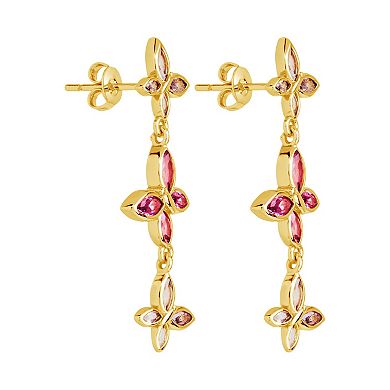 MC Collective Pink Cubic Zirconia Butterfly Linear Drop Earrings