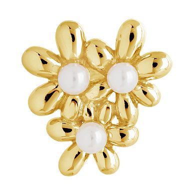 MC Collective Shell Pearl Flower Trio Stud Earrings