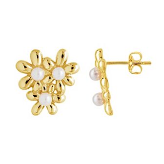 MC Collective Shell Pearl Flower Trio Stud Earrings