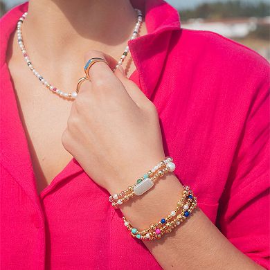 MC Collective Shell Pearl & Bead Stretch Bracelets Set