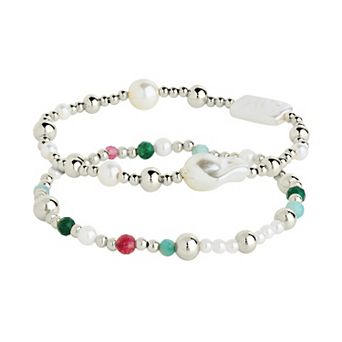 MC Collective Shell Pearl & Bead Stretch Bracelets Set