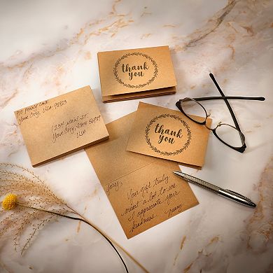 120 Pack 3.5x5-inch Bulk Kraft Thank You Cards with Envelopes