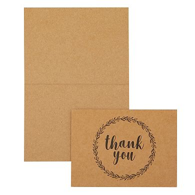120-bulk Pack Brown Thank You Notes With Envelopes, Blank Inside, 3.5x5 In