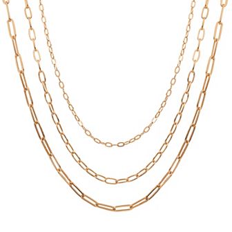 LC Lauren Conrad Gold Tone Multi-Row Paperclip Chain Necklace