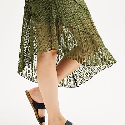 Juniors' Derek Heart Lace Asymmetrical Maxi Skirt