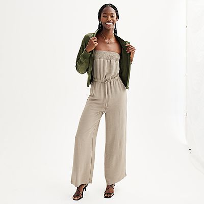 Juniors' Derek Heart Airflow Crinkle Woven Strapless Jumpsuit