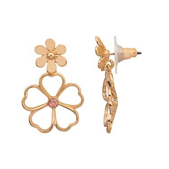 LC Lauren Conrad Gold Tone Wire Floral Drop Earrings