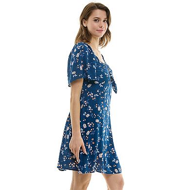 Juniors' As U Wish Tie-Front Skater Dress