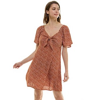 Juniors' As U Wish Tie-Front Skater Dress