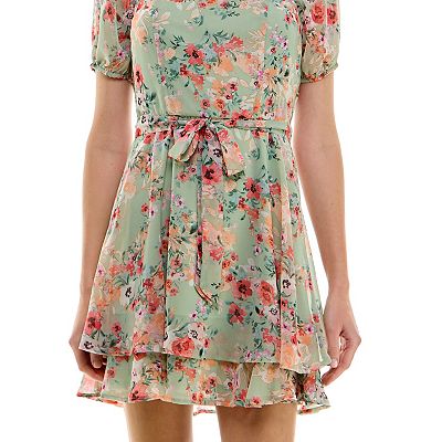 sachin and babi light blue dress Girls Magenta Self Deigned Flutter Sleeves Tiered Design Casual Dress