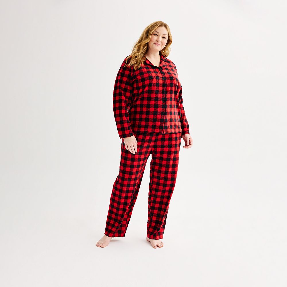 Plus Size Jammies For Your Families® Merry & Bright Buffalo Plaid Notch ...
