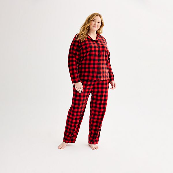 Plus Size Jammies For Your Families® Merry & Bright Buffalo Plaid Notch ...