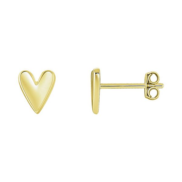 PRIMROSE Sterling Silver Polished Heart Stud Earrings - Gold Tone