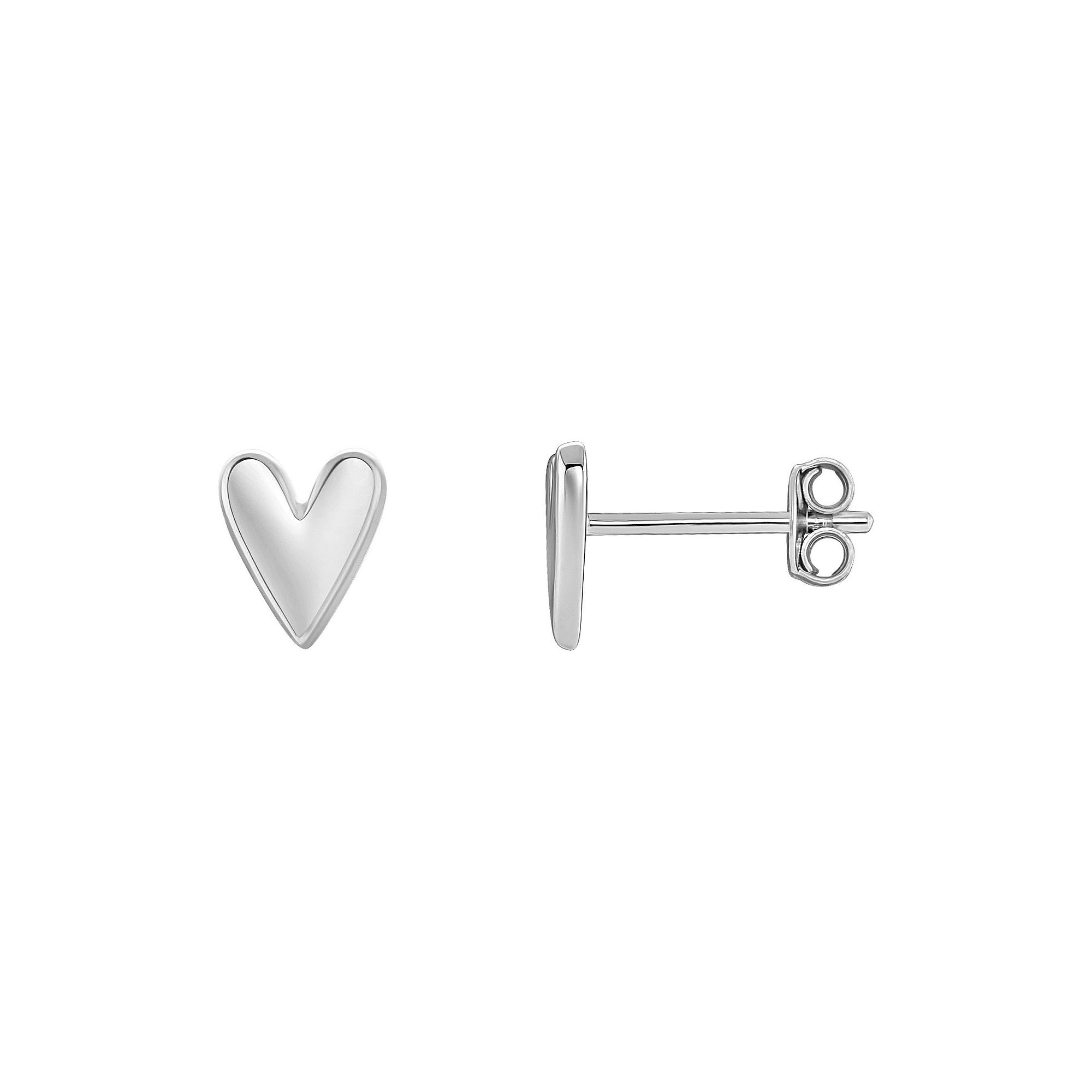 PRIMROSE Sterling Silver Polished Heart Stud Earrings, Womens, Silver Tone