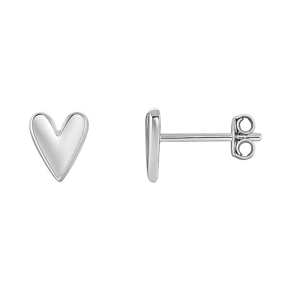 PRIMROSE Sterling Silver Polished Heart Stud Earrings - Silver Tone
