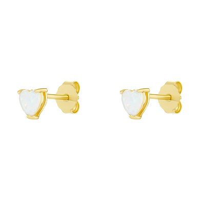 PRIMROSE Sterling Silver Opal Heart Stud Earrings