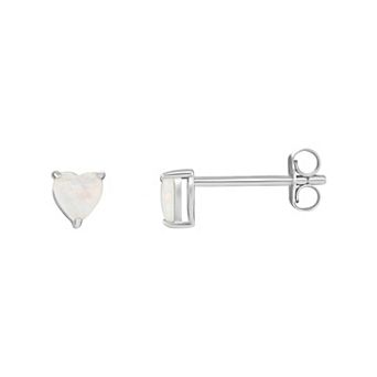 PRIMROSE Sterling Silver Opal Heart Stud Earrings