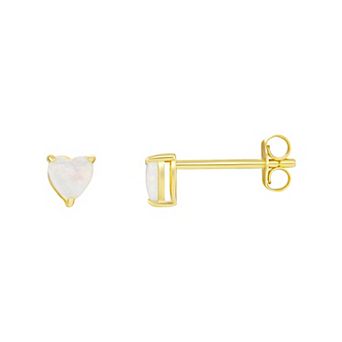 PRIMROSE Sterling Silver Opal Heart Stud Earrings